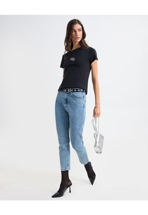 Camiseta Para Mujer Manga Corta Color Negro Marca Seven Seven #28096092