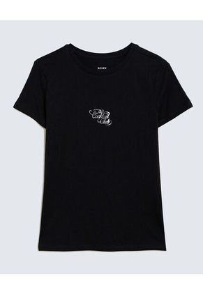 Camiseta Para Mujer Manga Corta Color Negro Marca Seven Seven #28096092