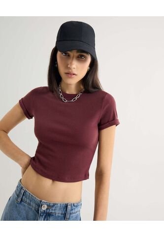 Camiseta Para Mujer Manga Corta Cuello Redondo Color Vino Marca Seven Seven #28096181 Seven Seven