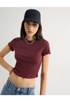 Camiseta Para Mujer Manga Corta Cuello Redondo Color Vino Marca Seven Seven #28096181