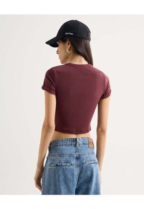 Camiseta Para Mujer Manga Corta Cuello Redondo Color Vino Marca Seven Seven #28096181