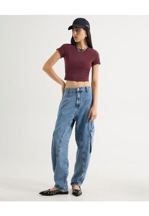 Camiseta Para Mujer Manga Corta Cuello Redondo Color Vino Marca Seven Seven #28096181