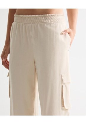 Pantalón Tipo Cargo Fluido Y Ligero  Para Mujer Beige Seven Seven