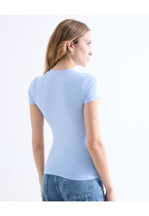 Camiseta  Para Mujer Manga Corta Cuello Redondo Color Celeste Marca Seven Seven #28096559