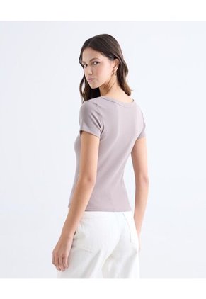 Camiseta  Para Mujer Manga Corta Cuello Redondo Color Gris Marca Seven Seven #28099707