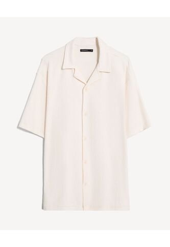 Camisa  Para Hombre Manga Corta Sin Bolsillo Cuello R Color Marfil Marca Seven Seven #45018214 Seven Seven