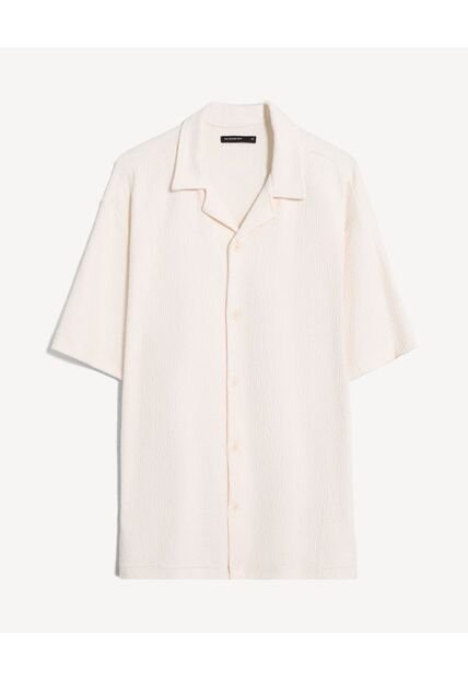 Camisa  Para Hombre Manga Corta Sin Bolsillo Cuello R Color Marfil Marca Seven Seven #45018214