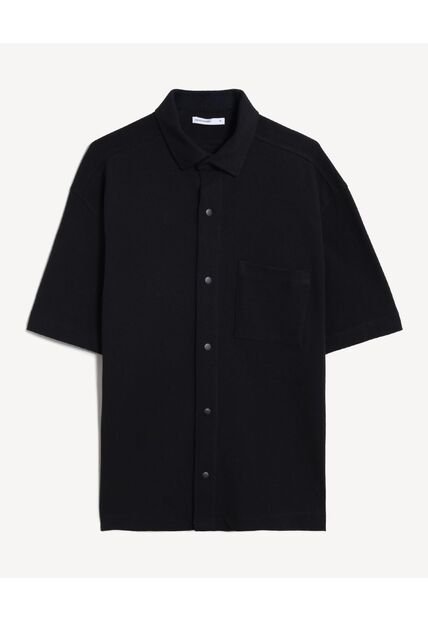 Camisa  Para Hombre Sobrecamisa Manga Corta Color Negro Marca Seven Seven #45017662