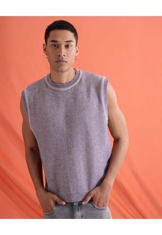 Chaleco  Para Hombre Punto Color Lila Marca Seven Seven #45250020 Seven Seven