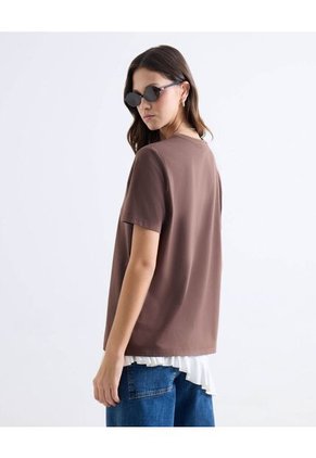 Camiseta  Para Mujer Manga Corta Cuello Redondo Color Café Marca Seven Seven #28097554