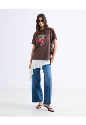 Camiseta  Para Mujer Manga Corta Cuello Redondo Color Café Marca Seven Seven #28097554