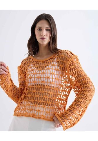 Saco  Para Mujer Cuello V Color Naranja Marca Seven Seven #28330689 Seven Seven