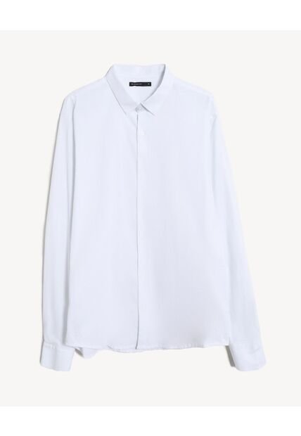 Camisa  Para Hombre Manga Larga Sin Bolsillo Cuello C Color Marfil Marca Seven Seven #45017712