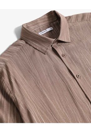 Camisa  Para Hombre Manga Larga Sin Bolsillo Cuello C Color Café Marca Seven Seven #45018241