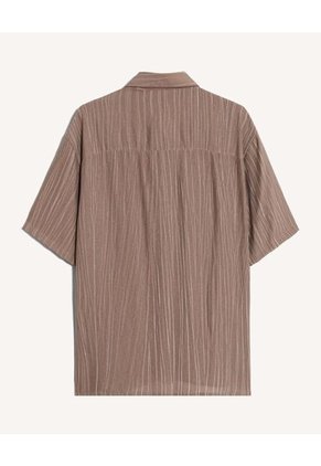 Camisa  Para Hombre Manga Larga Sin Bolsillo Cuello C Color Café Marca Seven Seven #45018241