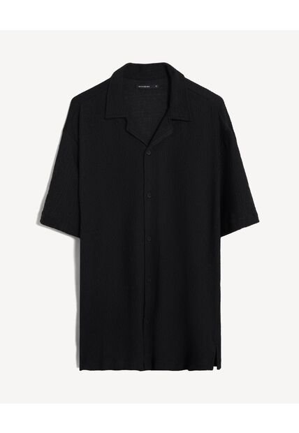 Camisa  Para Hombre Manga Corta Sin Bolsillo Cuello R Color Negro Marca Seven Seven #45018214