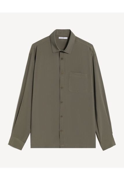 Camisa  Para Hombre Manga Larga Con Bolsillo Cuello C Color Verde Marca Seven Seven #45018236