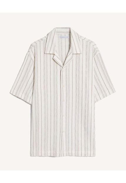 Camisa  Para Hombre Manga Corta Sin Bolsillo Cuello R Color Beige Marca Seven Seven #45018242