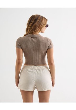 Camiseta Para Mujer Manga Corta Cuello Redondo Color Taupe Marca Seven Seven #28096239