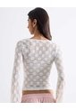 Top Tejido Textura Floreada  Para Mujer Blanco Seven Seven de Seven Seven