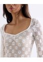 Top Tejido Textura Floreada  Para Mujer Blanco Seven Seven de Seven Seven