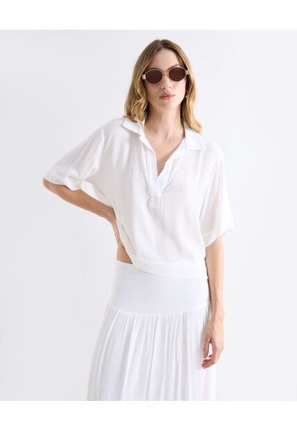 Blusa  Para Mujer Manga Corta Color Crema Marca Seven Seven #28124170