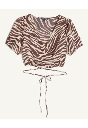 Blusa Para Mujer Manga Corta Color Cafe Marca Seven Seven #28123693