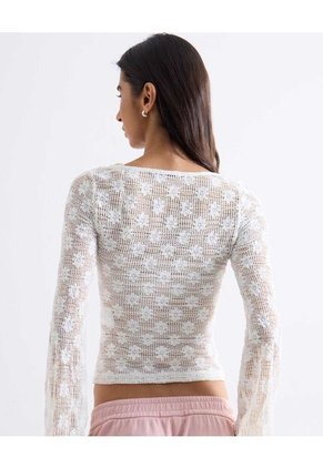 Top Tejido Textura Floreada Para Mujer Blanco Seven Seven