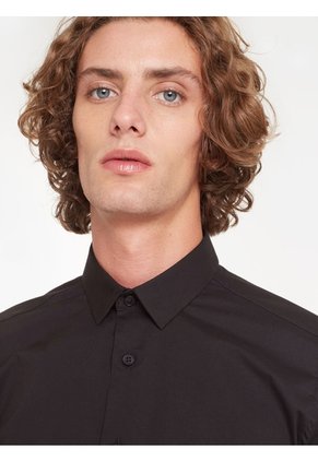 Camisa Cuello Gales  Para Hombre Negro Seven Seven