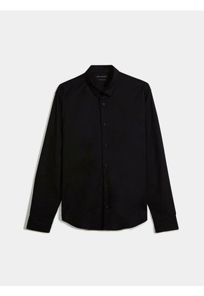 Camisa Cuello Gales  Para Hombre Negro Seven Seven