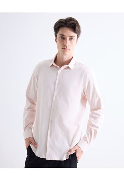 Camisa  Para Hombre Manga Larga Sin Bolsillo Cuello Casual M Color Rosa Marca Seven Seven #45012214