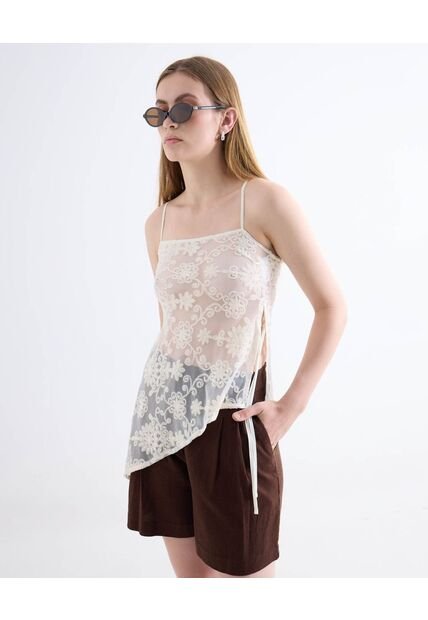 Blusa  Para Mujer Manga Sisa Color Crema Marca Seven Seven #28124169