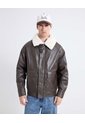 Chaqueta Con Cuello Removible  Para Hombre Café Seven Seven de Seven Seven