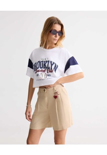 Camiseta Para Mujer Manga Corta Cuello Redondo Color Blanco Marca Seven Seven #28096413
