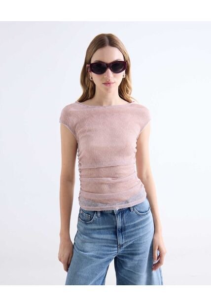 Camiseta  Para Mujer Manga Corta Cuello Redondo Color Rosa Marca Seven Seven #28096590