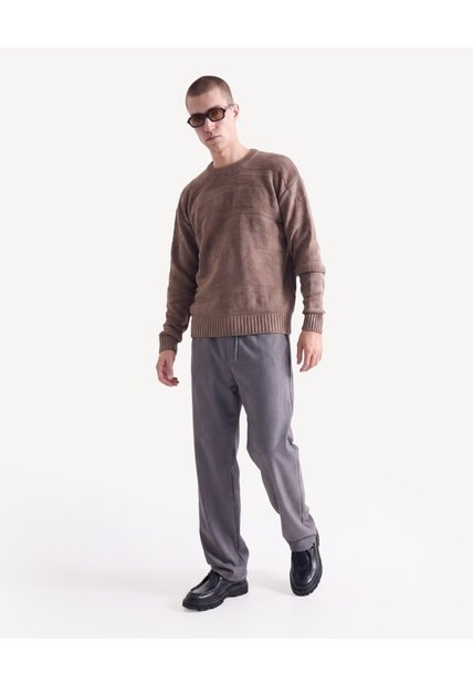 Saco Hipertextura Tricot  Para Hombre Café Seven Seven
