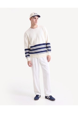 Saco Tejido Rayas  Para Hombre Marfil Seven Seven Seven Seven