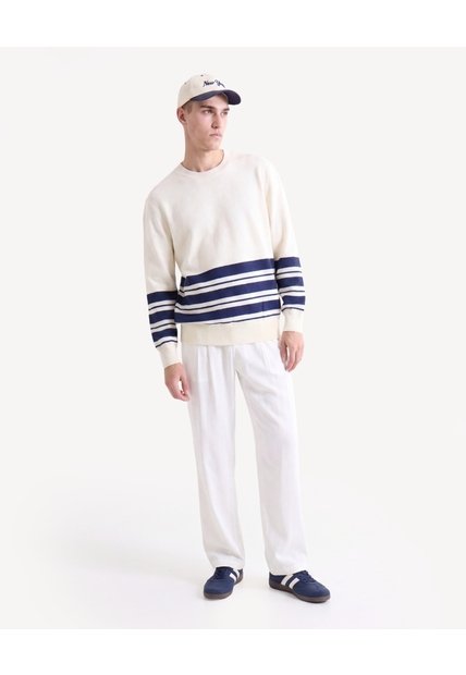 Saco Tejido Rayas  Para Hombre Marfil Seven Seven