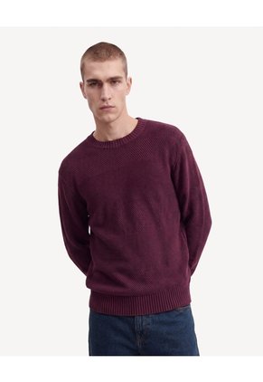 Saco Tricot Multitextura  Para Hombre Vino Seven Seven