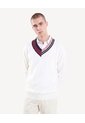 Saco Tejido Cuello Contraste  Para Hombre Crudo Seven Seven de Seven Seven