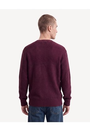 Saco Tricot Multitextura  Para Hombre Vino Seven Seven