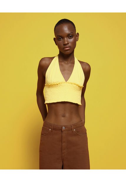 Crop Top Para Mujer Manga Sisa Color Amarillo  Marca Seven Seven #28095484