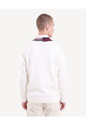 Saco Tejido Cuello Contraste Para Hombre Crudo Seven Seven