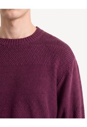 Saco Tricot Multitextura  Para Hombre Vino Seven Seven