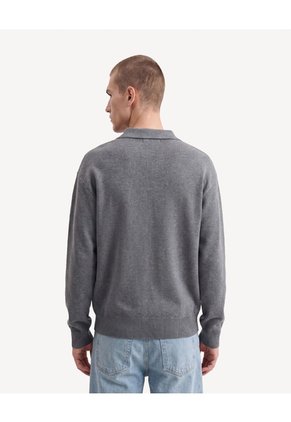 Saco Tricot Con Cuello Polo Para Hombre Gris Seven Seven