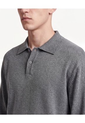 Saco Tricot Con Cuello Polo Para Hombre Gris Seven Seven