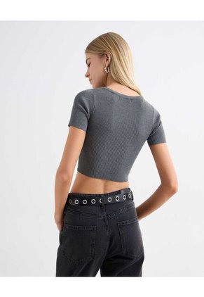 Camiseta Para Mujer Manga Corta Color Gris  Marca Seven Seven #28096036