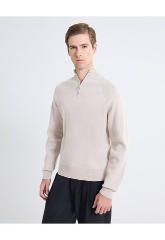 Saco Tejido Half Zipper  Para Hombre Beige Seven Seven Seven Seven