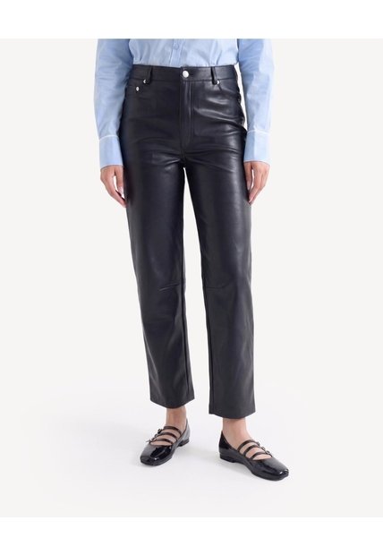 Pantalón Barrel Acabado Recubierto  Para Mujer Negro Seven Seven