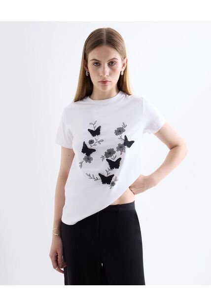 Camiseta  Para Mujer Manga Corta Cuello Redondo Color Blanco Marca Seven Seven #28096531